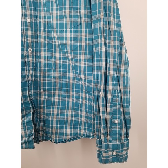 J. Crew Mens XXL 2XL Blue Plaid Long Sleeve Slim Untucked Shirt Flex Washed‎ - Picture 3 of 6